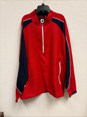 FootJoy Red and Navy Performance Half-Zip Pullover